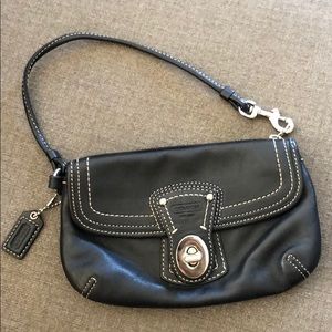 Black leather Coach wristlet
